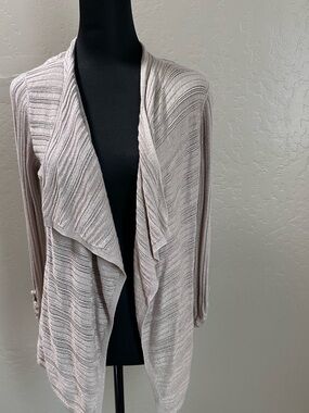 White House Black Market Light Beige Open-Front Draped Cardigan